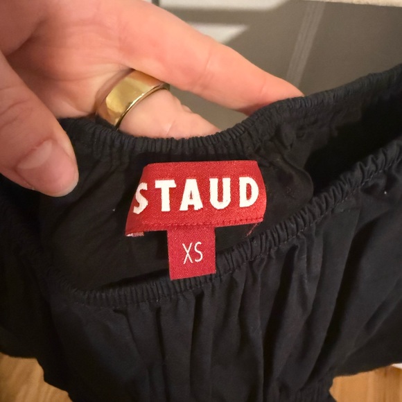 STAUD Black Smocked Blouse with Puff Sleeves - Picture 4 of 5